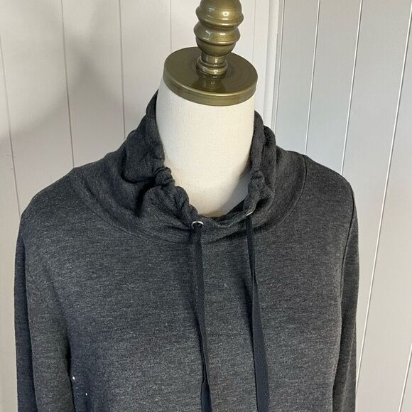 Belldini Womens Medium Pullover Embellished Hoodie Sweatshirt Gray Pockets - Picture 2 of 14